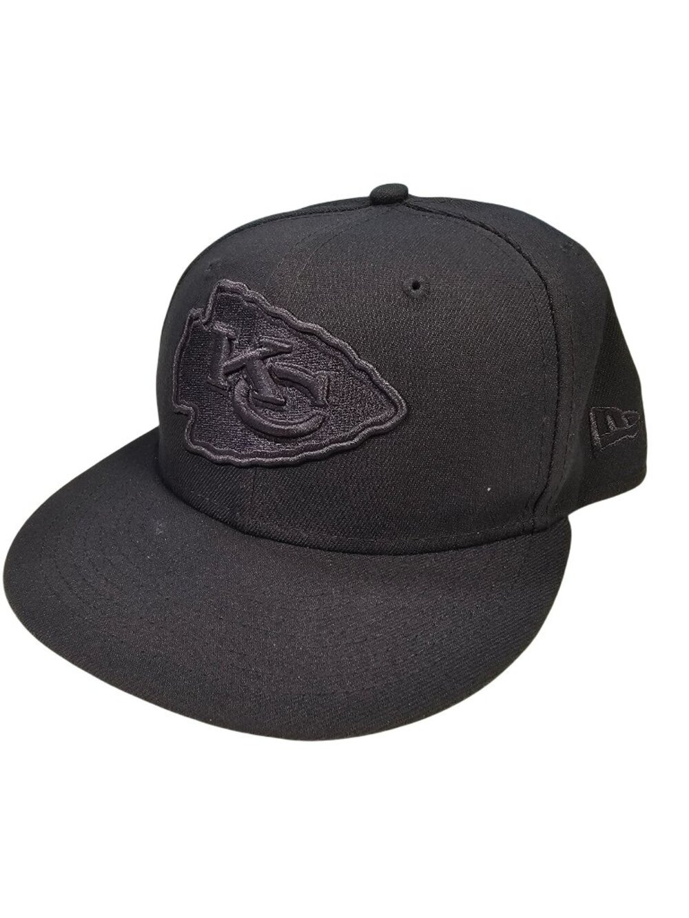 Kansas City Chiefs NFL New Era 59Fifty Hat Cap Fitted Size 6 7/8 Black on Black